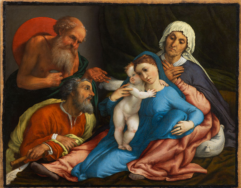 Lorenzo Lotto Sacra Famiglia con Sant'Anna e San Gerolamo, 1534 Olio su tela, 67,2 x 85 cm Firenze, Gallerie degli Uffizi