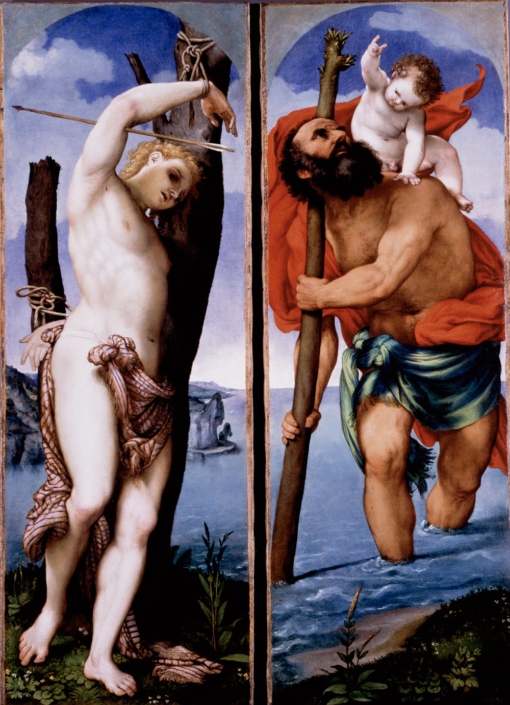 Lorenzo Lotto San Cristoforo e San Sebastiano, 1538-1539 Olio su tela, 162 x 56,8 cm ciascuno Berlino, Staatliche Museen su Berlin, Gemäldegalerie